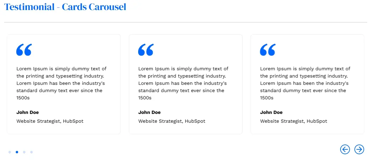 Testimonial Cards Carousel Testimonial Cards Carousel