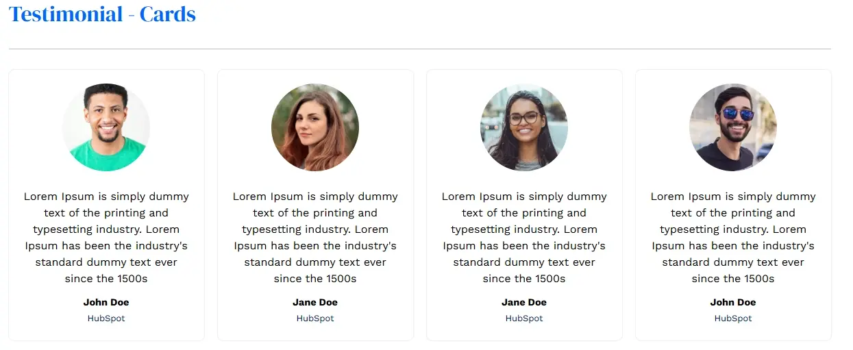 Testimonial Cards Testimonial Cards